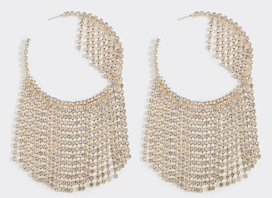 Rhinestone Fringe Hoops