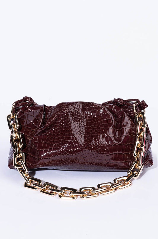 Brown Croc Baguette Purse